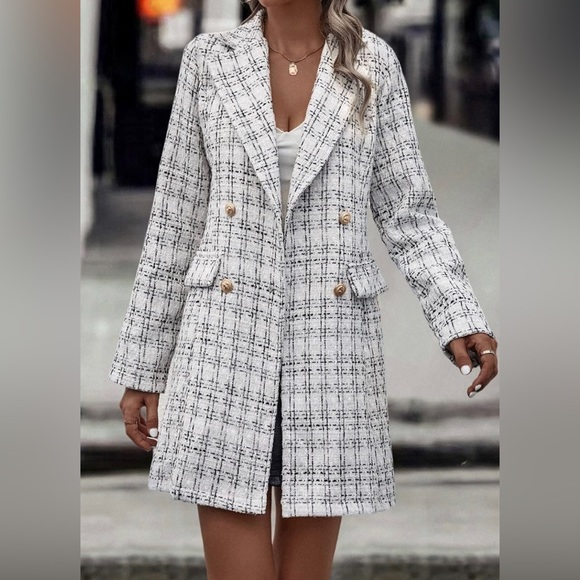 Plazacore plaid double breasted tweed overcoat jacket - Picture 2 of 6